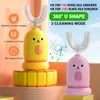 Мультфильм силиконовые U Shpae детская электрическая зубная щетка смарт-аккумуляторная водонепроницаемая зубная щетка портативная зубная щетка для детей - D