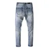Jeans Homme Couleur Autocollants Trous Glaçage Coupe Décontractée Slim Trend347T