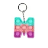 26 Letters Numbers Sensory Fidget Pop Bubble Poppers Key Ring Alfabetform Push Bubbles Popper Bräda Keychain Finger Puzzle Charm Tie Dye Rainbow Bag Hanging D104