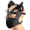 Maschera in pelle fetish per uomini e donne Cosplay regolabile Unisex Bdsm Bondage Cintura Restrizioni Maschere schiava Coppie T L1 2107222897