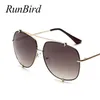 Runbird New Fashion Men Kvinnor Märke Designer Metall Solglasögon Original Lady UV400 Oversized Sun Glasses 485R