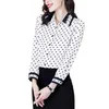 Koreanische Mode Chiffon Frauen Blusen Langarm Büro Dame Dot Shirts Plus Größe XXXL Weiß Tops 210531