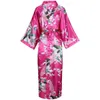 Exquise print bloem vrouwen gewaad kimono jurk elegante grijze lange badjas jurk satijn zacht materiaal bruid bruiloft raad slaapkleding y20