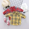 Primavera Autunno Bambini Camicia a quadri Camicette a maniche lunghe in cotone Camicie casual Abbigliamento per bambini Per 1-4 anni Ragazzo Ragazza CAMICIA Vestiti 210306