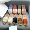 Moda-Slide Sandal Kadın Sandalet Odunsu Katır Marka Terlik Fahsion Deisgner Bayan Yazı Kumaş Açık Deri Taban