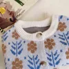 Mädchen Floral Gestrickte Pullover Herbst Kinder Strickjacke Strickwaren Baumwolle Kleidung Baby Kinder Outwear Jacke Tops 211104