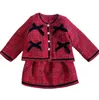 2021 Winter Girl terno feminino temperamento de lã de lã de lã de lã Salia vermelha de duas peças terno de duas peças