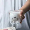 Cute Bear Shaped Double Wall Coffee Cups glass Milk Breakfast Juice Cup Drinkware Child Mugs Gift