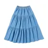 Vår sommar tjejer denim kjol tonåring jean mommy och dotter lady maxi 100% bomull kläder, 10 till 18 år, # 5951 210629