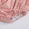 2pcs bébé smock floral romper fille à la main combinaison brodée enfant smocké vêtements infantile anniversaire barboteuses avec épingle à cheveux 210816