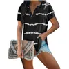 Summe Paski Krótki rękaw Przycisk V-Neck Koszule Dla Nastoletnich Dziewczyn Bawełna Casual Loose Bat Duży Rozmiar Sweter Tshirt Lady 210604