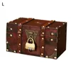 Retro Treasure Chest with Lock Vintage Wooden Storage Box Antique Style Jewelry 210315