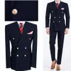 Ultimi disegni Giacche da smoking blu navy con risvolto a punta smoking formali allentati vintage retrò cena festa vestito da ballo blazer (1 giacca) X0909