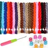 Human Ponytails 165g / Pack Hög temperatur Fiber Jumbo Braiding Hair Pre Sträckt 82 tum Syntetiska virkade förlängningar för Box Flätor