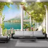 3Dモダンな壁画壁紙グリーンブドウフレームプロムナード美しい風景リビングルーム寝室のインテリア家の装飾絵画の壁紙