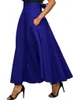 Colorfaith Vrouwen Slit Lange Maxi Rok Vintage Dames Mode Geplooide Uitlopende Zakken Lace Up Bow Plus Size 4XL SK8831 210629