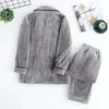 Herfst en winter heren dikke pyjama set lange mouwen broek plus size warme koraal flanel home service pak mannen 210928