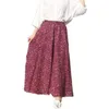 Skirts Long Womens Bohemian Casual Skirt Elastic Waist Linen Cotton Pleated Femme J969