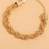 Link Chain KunJoe Fashion Simple Twisted Rope Bracelet For Women Men Vintage Punk Charm Gold Color Bangle Wrist Jewelry GiftLink
