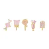 Cute Lovely Girl Stud Rose Gold Colors Pink Stone Candy Ice Cream Juice Tiny Small 5PCS Set 925 Sterling Silver Dainty Earring