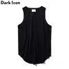 Solid Color Curved Hem Longline Tank Tops Mężczyźni Lato Puste Rozszerzone Hip Hop Tank Tops wydłużony zbiornik Top 210603