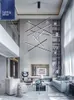Kroonluchters aluminium bar led kroonluchter moderne indoor deco woonkamer plafond dining hanglamp Duplex appartement lichten