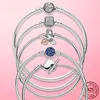Femme Bracelet 925 Sterling Silver Heart Snake Chain Bracelet Bangle For Women Original Charm Beads Jewelry Gift