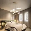 Modern LED Pendant lamp For Living Room Dining Kitchen Black/White Circle Ring Hanging Chandelier