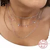 GS 925 Collane in argento con zircone ciondola S925 Sterling Plata Catene da donna Choker Luxury Fancy Delicate Women Female Jewellery Q0531