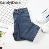 Kot Kadınlar Siyah Pantolon Yüksek Bel Denim Kadın Pantolon Yüksek Elastik Sıska Kalem Streç Kadın Pantolon Artı Boyutu S-XL 210730