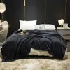 Bonenjoy Blanket on the Bed Black Color Flannel Soft Thow Blankets Single/Queen/King Size Plaid for Beds Fleece Blanket 210316