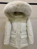 Wixra White Duck Down Overcoat Stylish Fur Collar Warm Winter Outwear Zipper Jackets Hooded Parkas Snow Coats 211130