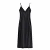 ZA Sexy Cut Out Lange Avondjurk Vrouwen Mouwloze Backless Spaghetti Riemen Zwarte Jurken Chic Side Zip Woman Party Jurk 210602