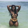 ZPDWT Sexy Tribal Print Kąpiel Kobiety African Swimwear Swimsuit Wysokiej Talii Bikini Żółta Plaża Pływać Nosić do małych skrzyń 210722