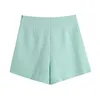 Design kvinnors mode mint grön färg tweed ull dubbelbröst kappa och shorts 2 st byxor twinset plus size xssml