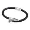 European and American fashion nail bracelets Titanium steel leather nail bracelets Men and women couples woven leather bracelet