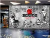 Niestandardowe fotograficzne tapety 3d Malowidła Siłownia Tapety Nowoczesny Cement Wall Boxing Fighting Wrestling Siłownia Oprzyrządowanie Tło Wall Paper Home Decor