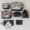Sacs de rangement 7pcs / Set Voyage portable Chaussures de vêtements imperméables à luggage Couverture Couverture Organisateur Valise Tidy Pouch Cube Emballing