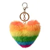 Arc-en-ciel en peluche de pêche de pêche, fête de trousque privilégié privilégié imitation imitation lapin fourrure amour sac de voiture ornements en gros