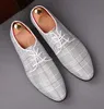 Luxury Lace Style Men's Business Prom Shoes oxford Plaid Wedding Pointed Toe Men Flats Loafers Footwear EUR siz:38-44