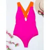 Cross Back Swimsuit Women Patchwork Red Swimwear Sexy Monokini Bathing Suit Swim Suit Summer Beachwear 210604