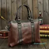 Mężczyźni Prawdziwej Skóry Teczki Plecak Marka Projektant Torebka Crossbody Messenger Business Torby Laptop Portfolio Attache Case Tote