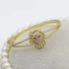 Gold Filled Blue Green Red White Baguette Rainbow Cubic Zirconia Open Bracelet Women Fashion Jewelry244L