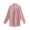 Nya kvinnor Sweet Polka Dot Print Casual Business Blus Shirts Office Lady Long Sleeve Pocket Bluas Chic Femininas Tops T200321