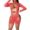 Womens Bodycon Buckle High Neck Jumpsuits Rompers Sexy Cutout Bodysuits 원피스 복장 Clubwear