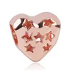 2022 Originele 925 zilveren kralen Rose Gold Sparkling Heart Lock Key Hanger Beads Charm Fit Pandora Bedels Armbanden Vrouwen DIY Sieraden