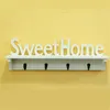 1Pc Sweet Home Words 4 Hooks Shelves Hat Key Holders Storage Shelf Hanging Hooks Wall Mounted Rack Home Storage Holder Y2004292837