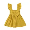 Cute Newborn Kids Baby Girl Dresses Clothing Sleeveless Ruffle Bowknot Dress Princess Clothes Girls Outfits Solid Summer Q0716