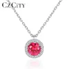 CZCITY Collane con ciondolo in vero rubino rotondo con pietre preziose per le donne Fidanzamento di nozze Gioielli in argento sterling 925 Collier SN0308 Q0531