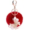 Keychains Fur Pom Keychain Fashion Butterfly Car Key Chain Fluffy Ring Decoration Handbag Rex Keyring